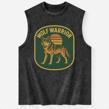 Wolf Warrior  - Vintage Washed Tank - Black