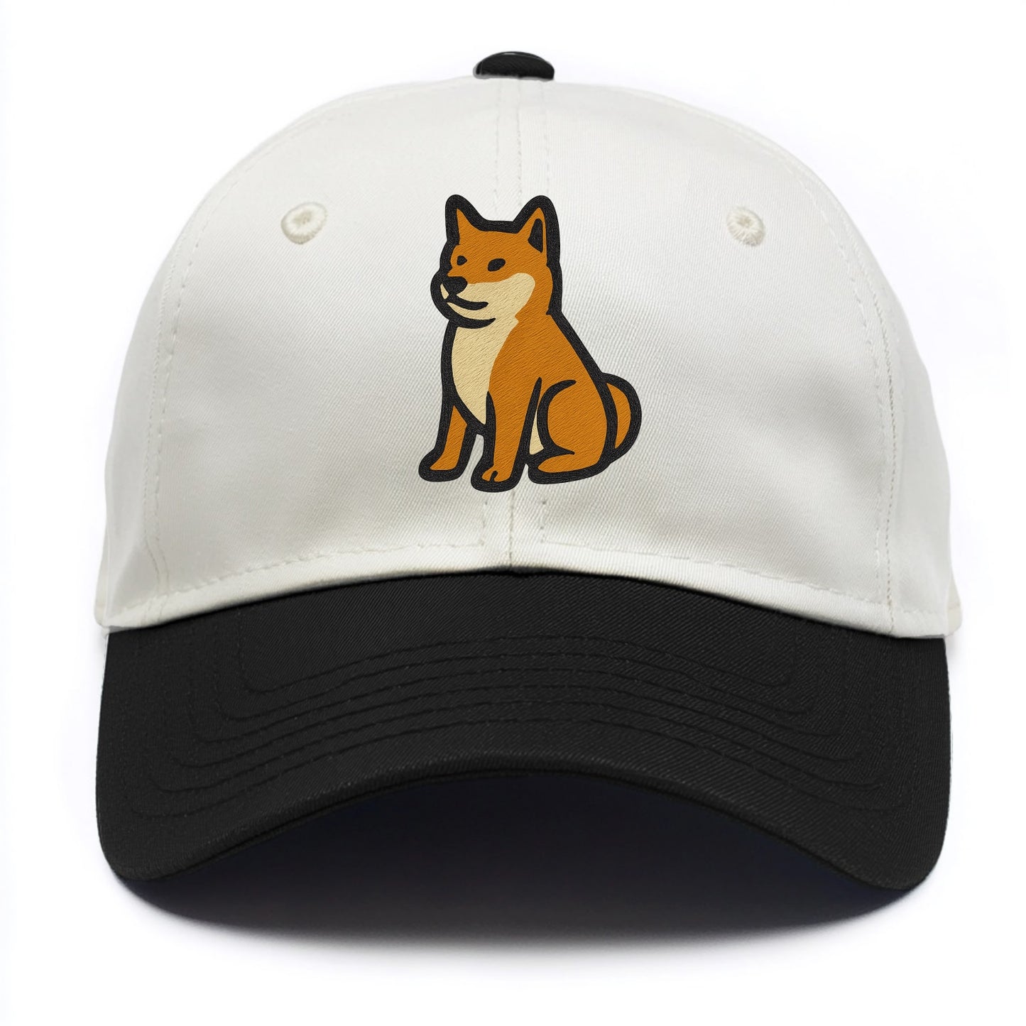 Shiba Inu - Red colored sitting pose - T Two Tone Cap - Black