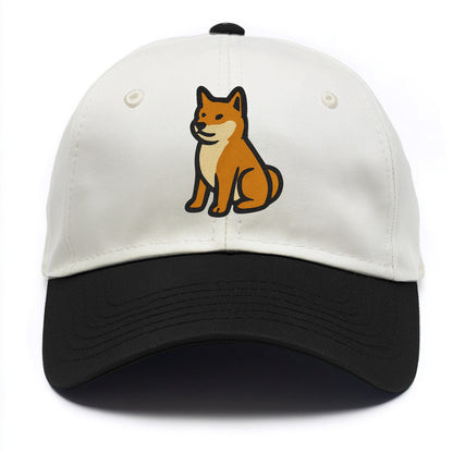 Shiba Inu - Red colored sitting pose - T Two Tone Cap - Black