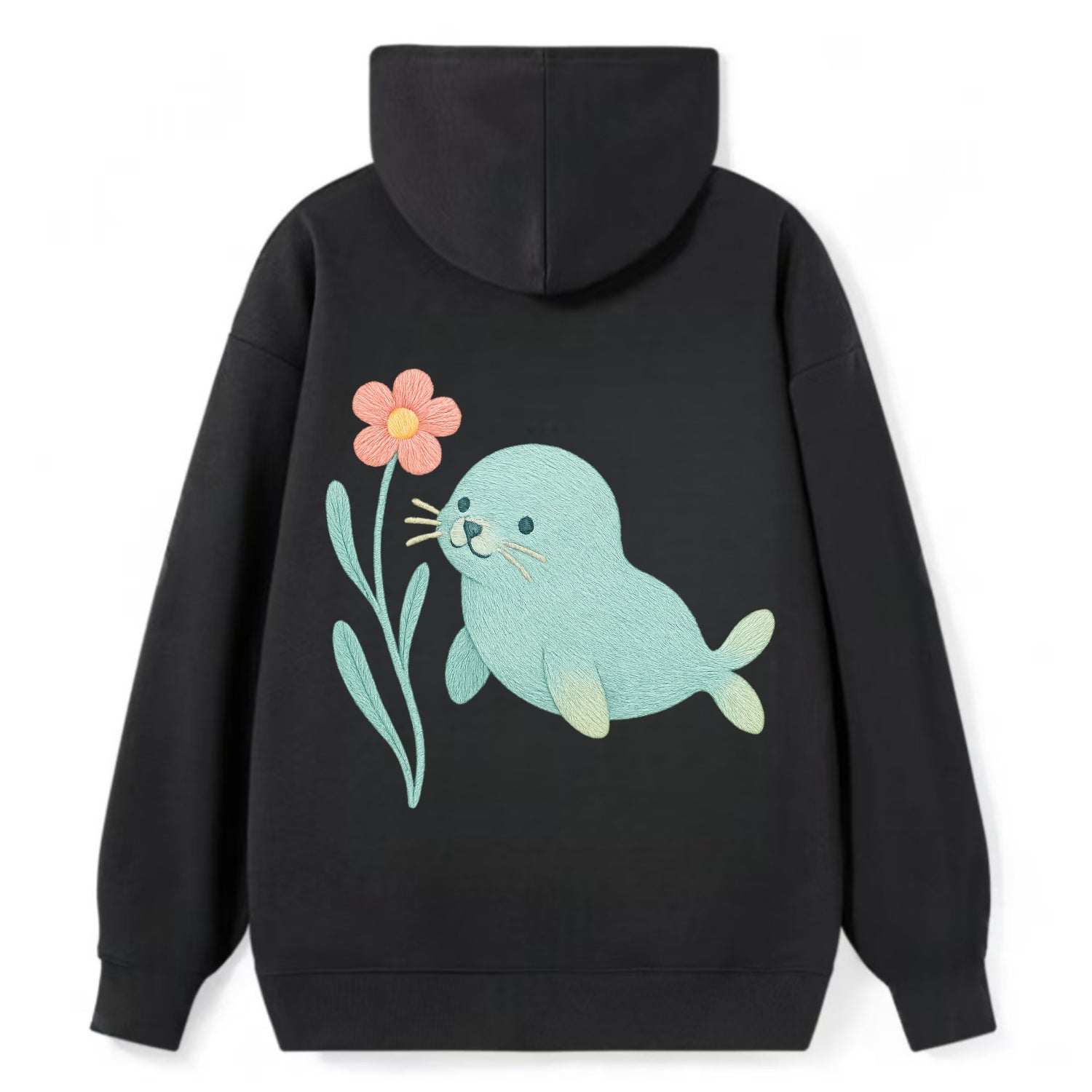 Mint Seal Pup - Classic Pullover Hoodie - Black