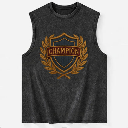 Champion Shield  - Vintage Washed Tank - Black