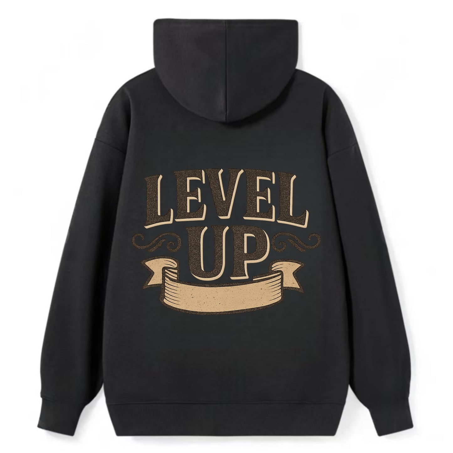 Bold typography design - "LEVEL UP" - improving, advancing, growing - Classic Pullover Hoodie - Black