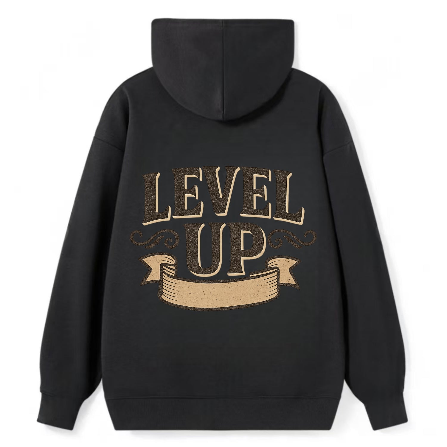 Bold typography design - "LEVEL UP" - improving, advancing, growing - Classic Pullover Hoodie - Black