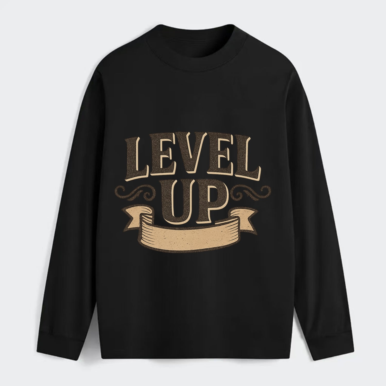 Bold typography design - "LEVEL UP" - improving, advancing, growing - Classic Long Sleeve Shirt - Black