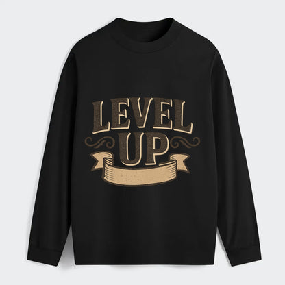 Bold typography design - "LEVEL UP" - improving, advancing, growing - Classic Long Sleeve Shirt - Black