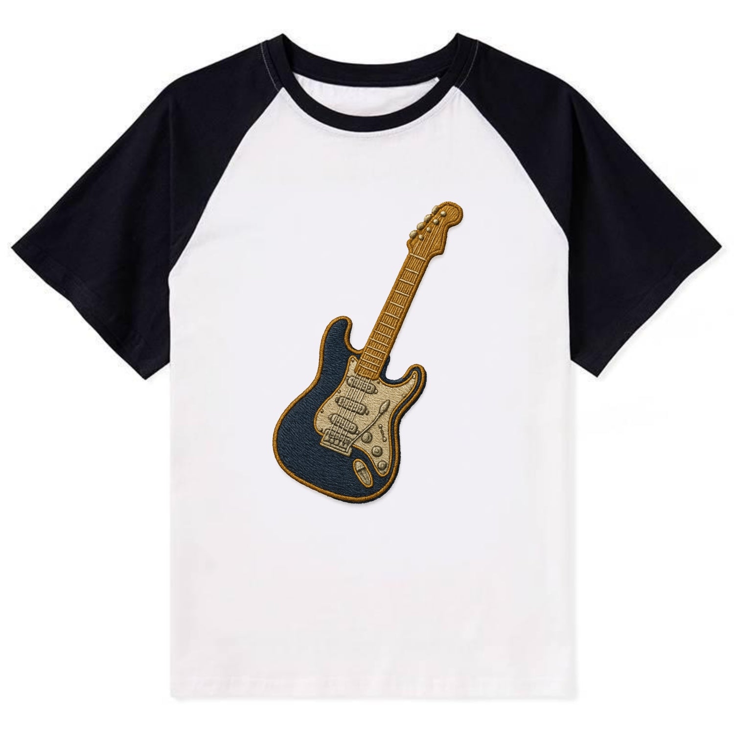 Electric Guitar  - Contrast Raglan T-shirt - Black