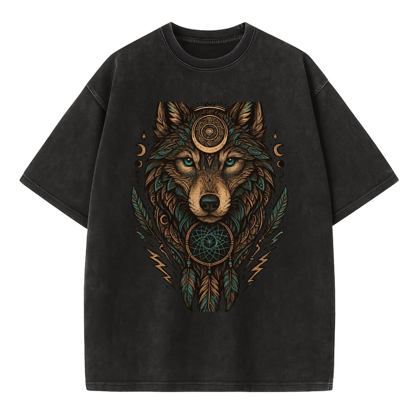 Storm Wolf Thunder  - Vintage T-shirt - Black