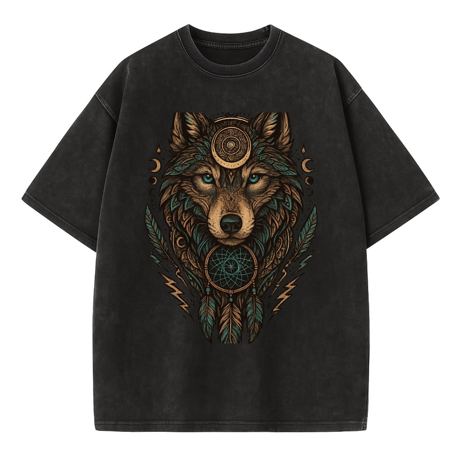 Storm Wolf Thunder  - Vintage T-shirt - Black