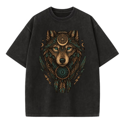 Storm Wolf Thunder  - Vintage T-shirt - Black