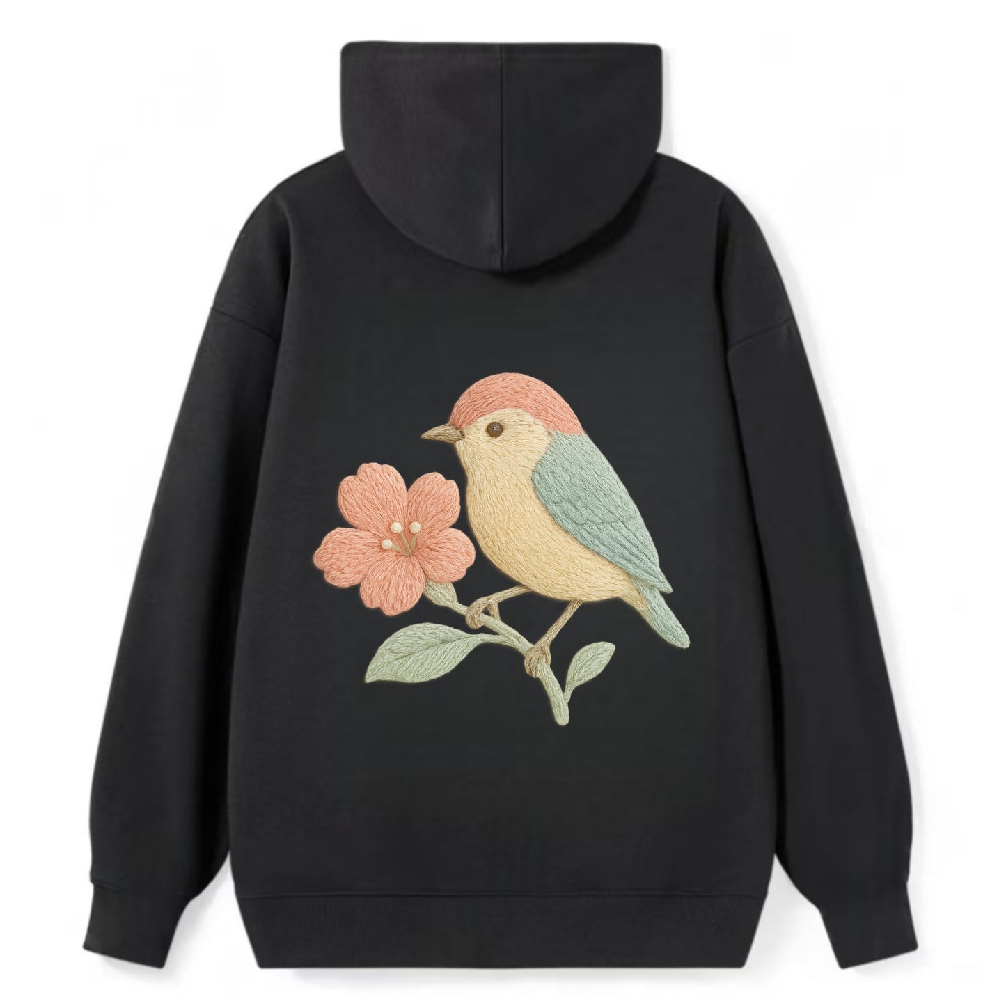 Peach Flowerpecker - Classic Pullover Hoodie - Black