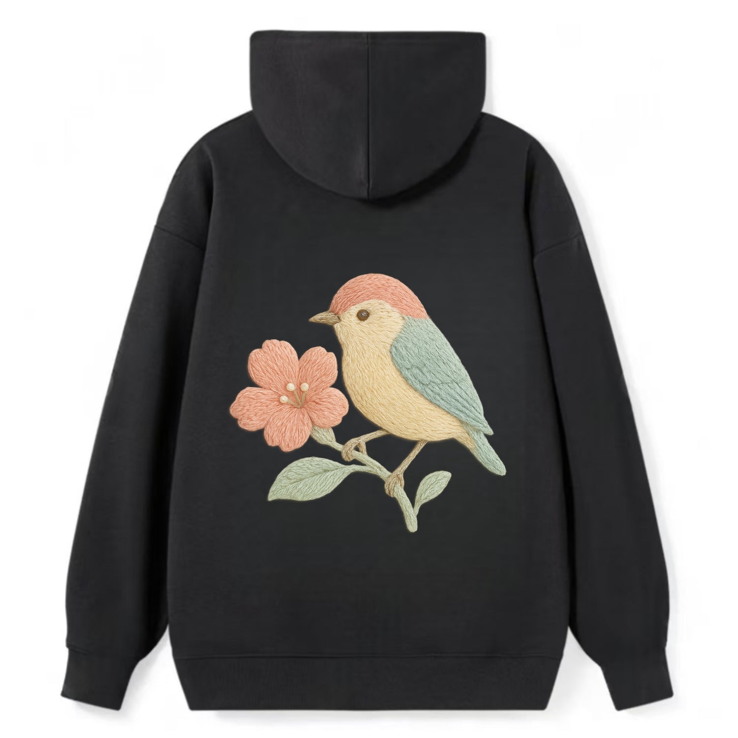Peach Flowerpecker - Classic Pullover Hoodie - Black