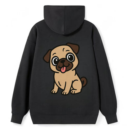 Pug - Tilted head with tongue out - Classic Pullover Hoodie - Black
