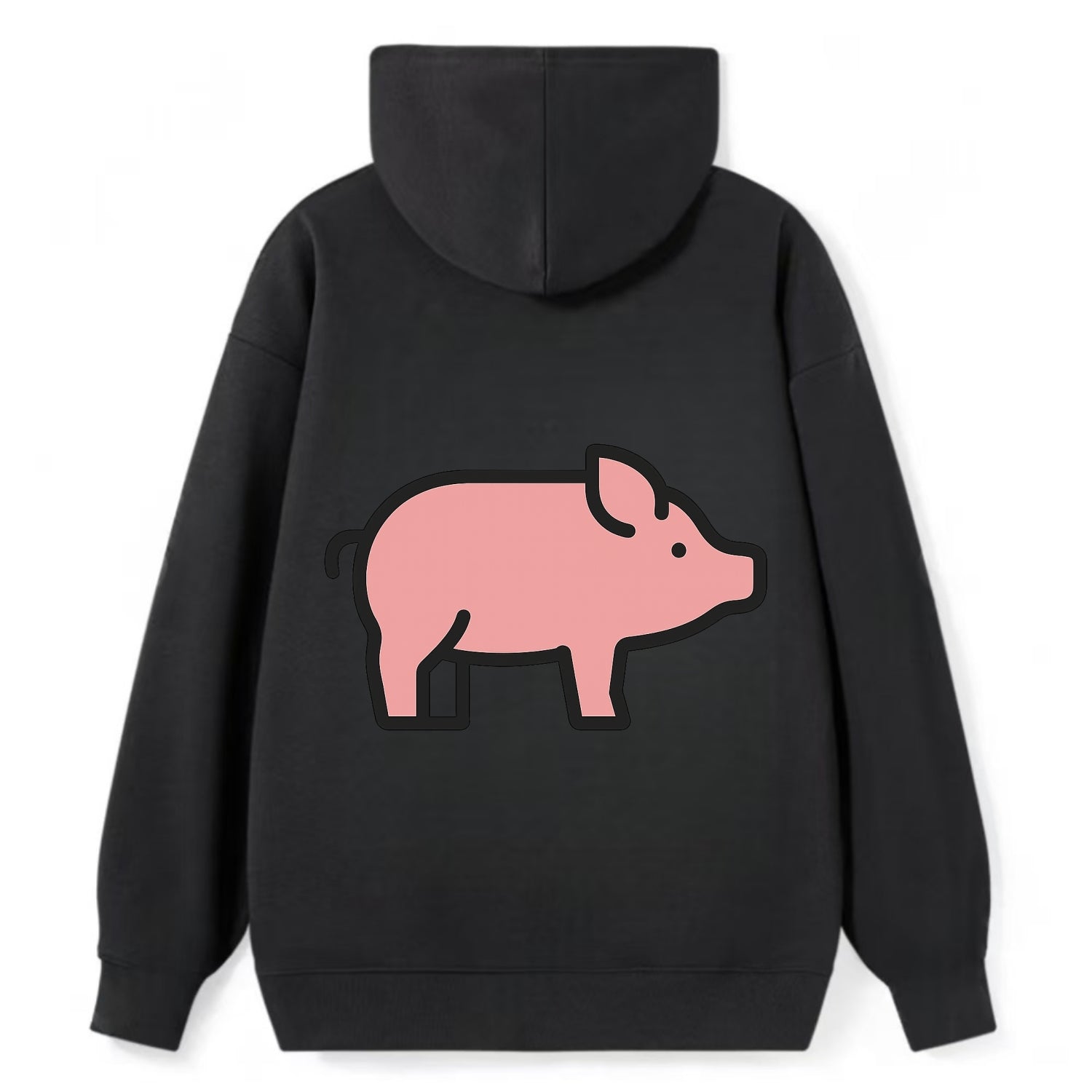 Pig - Pink farm pig flat side profile - Classic Pullover Hoodie - Black