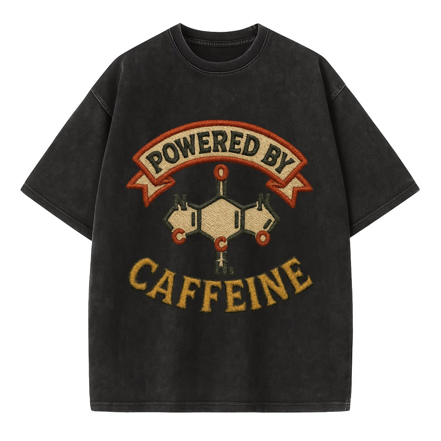 Powered By Caffeine  - Vintage T-shirt - Black