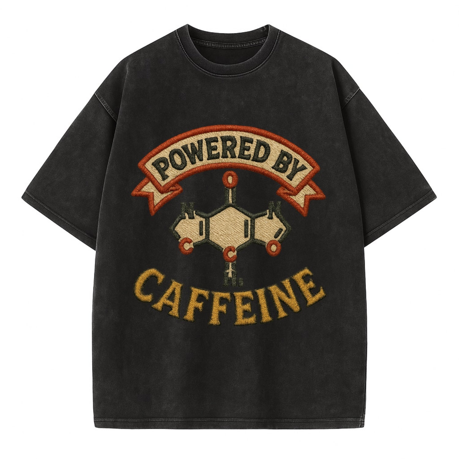 Powered By Caffeine  - Vintage T-shirt - Black