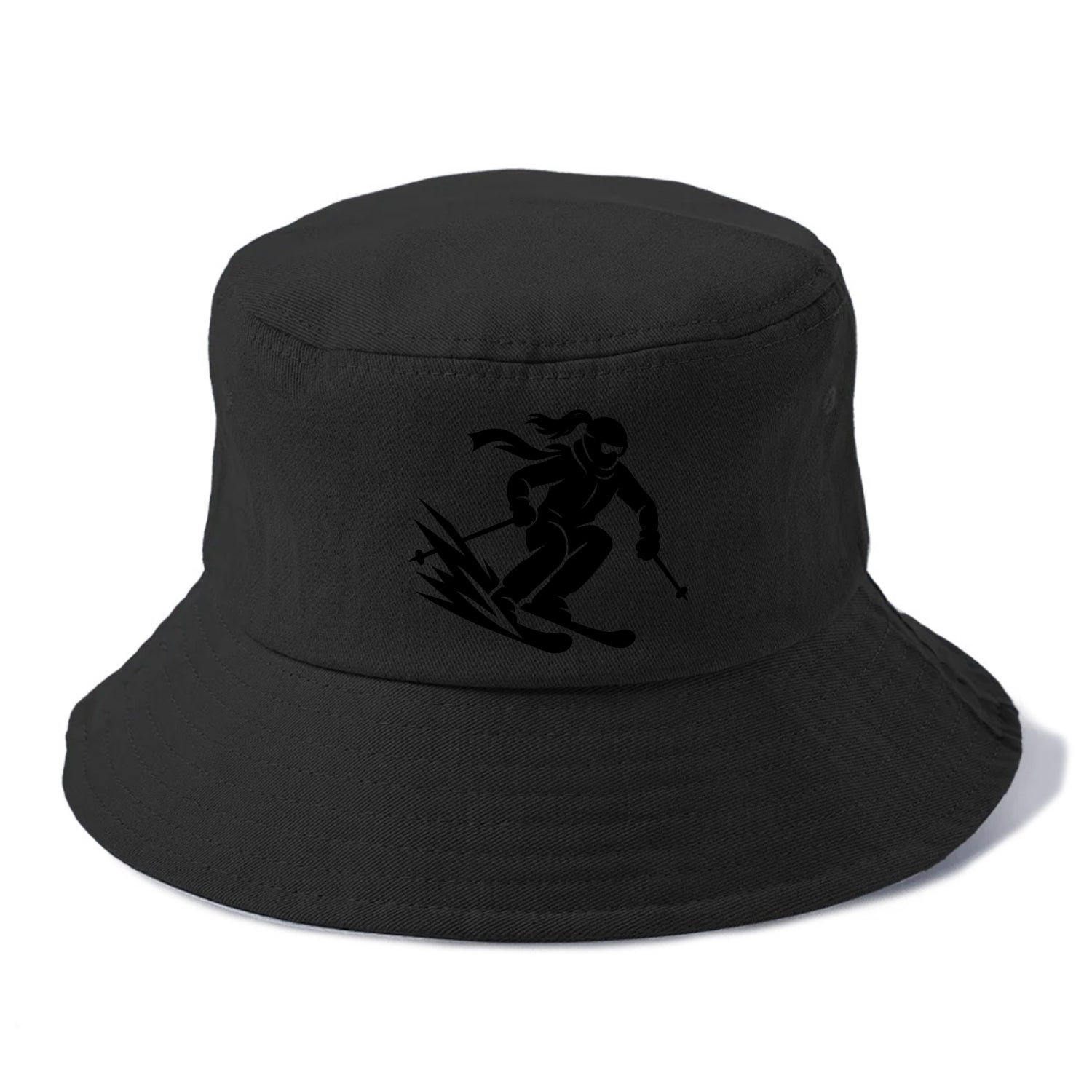 Skier carving down snowy slope - Bucket Hat - Black