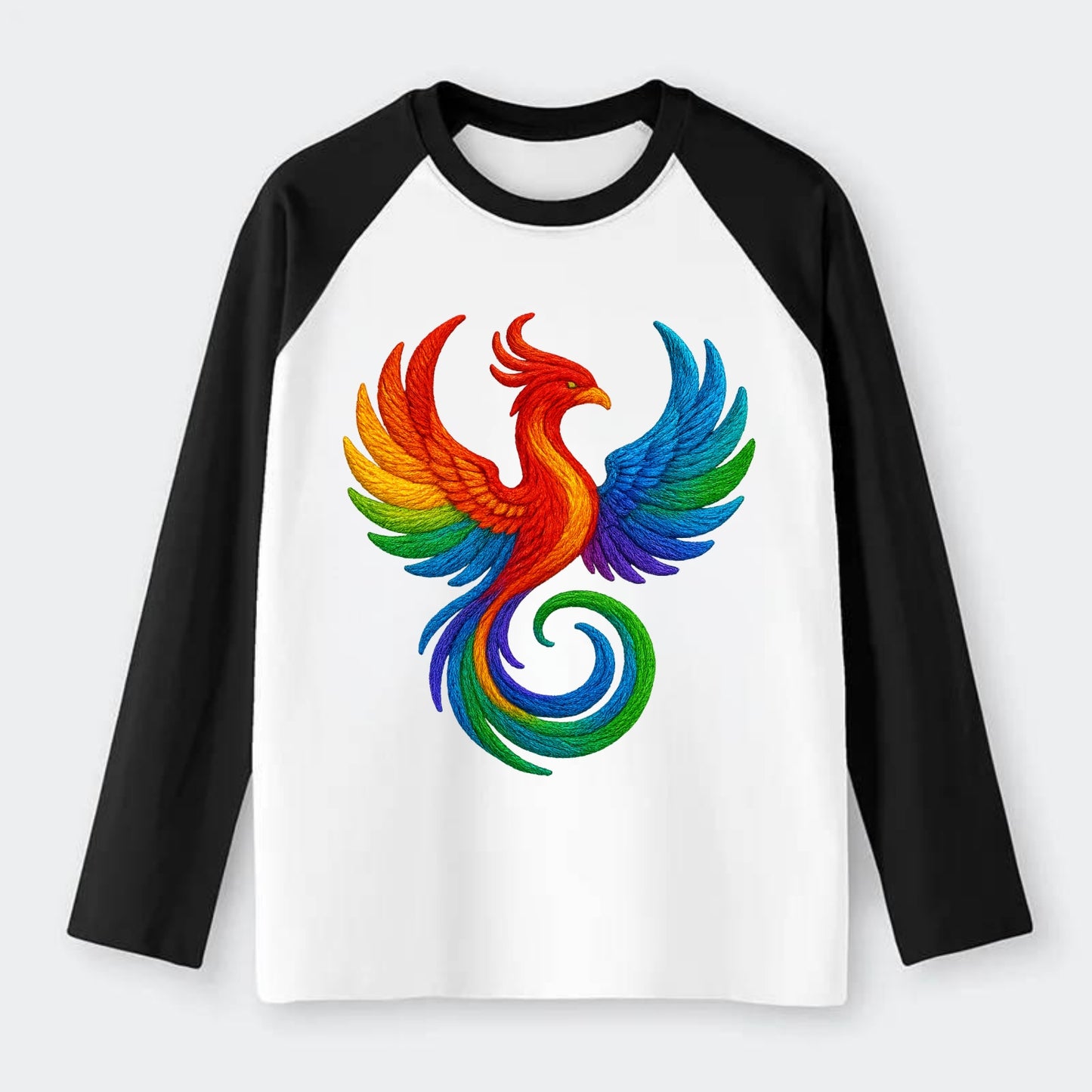 Phoenix Rising  - Raglan Long Sleeve T-Shirt - Black