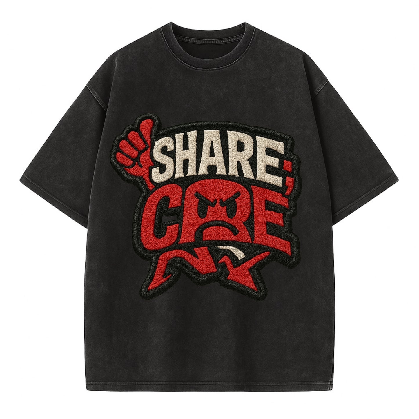SHARE;CARE TOO MUCH Oversharer Green Hat - Vintage T-shirt - Black