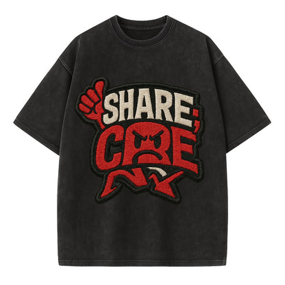 SHARE;CARE TOO MUCH Oversharer Green Hat - Vintage T-shirt - Black