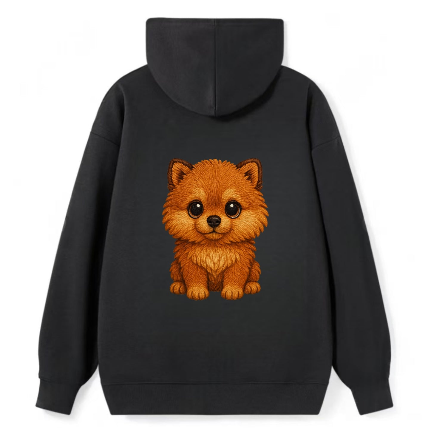 Baby Pomeranian Puppy - fluffy orange ball, fox face, tiny body, bright - Classic Pullover Hoodie - Black