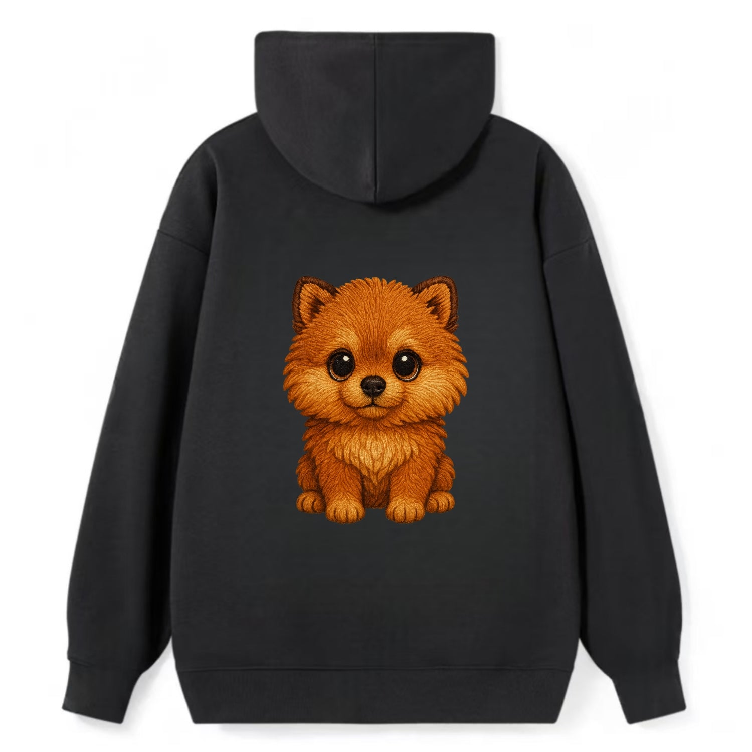 Baby Pomeranian Puppy - fluffy orange ball, fox face, tiny body, bright - Classic Pullover Hoodie - Black