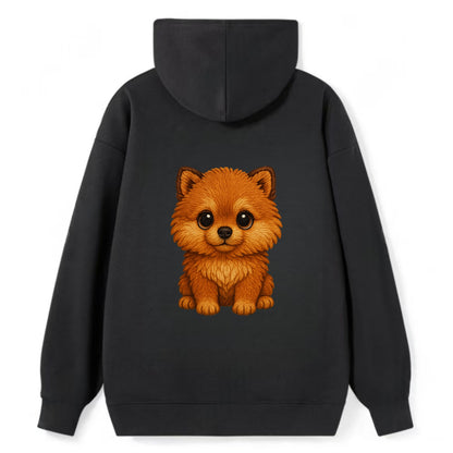 Baby Pomeranian Puppy - fluffy orange ball, fox face, tiny body, bright - Classic Pullover Hoodie - Black
