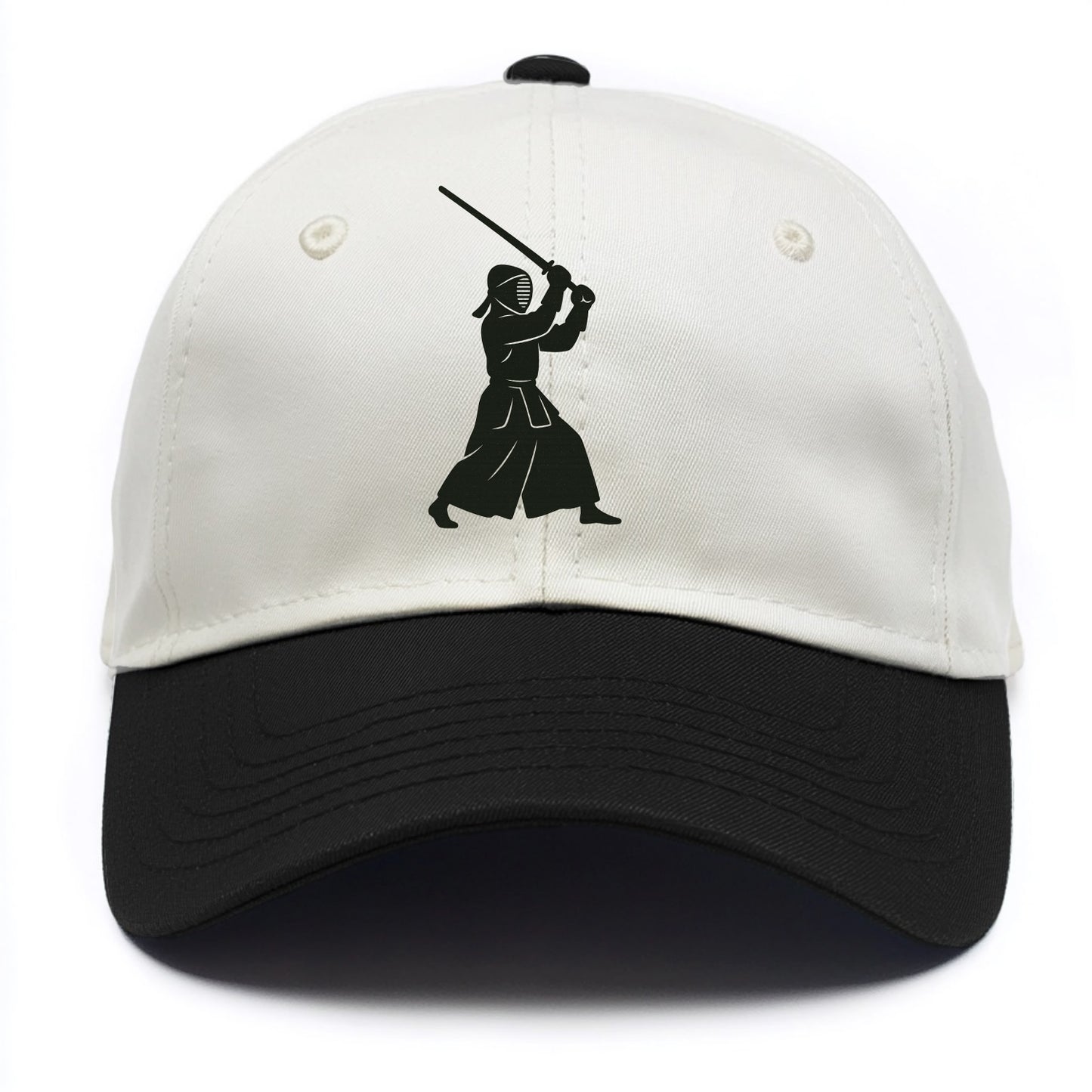 Kendo swordsman in striking stance - Two Tone Cap - Black