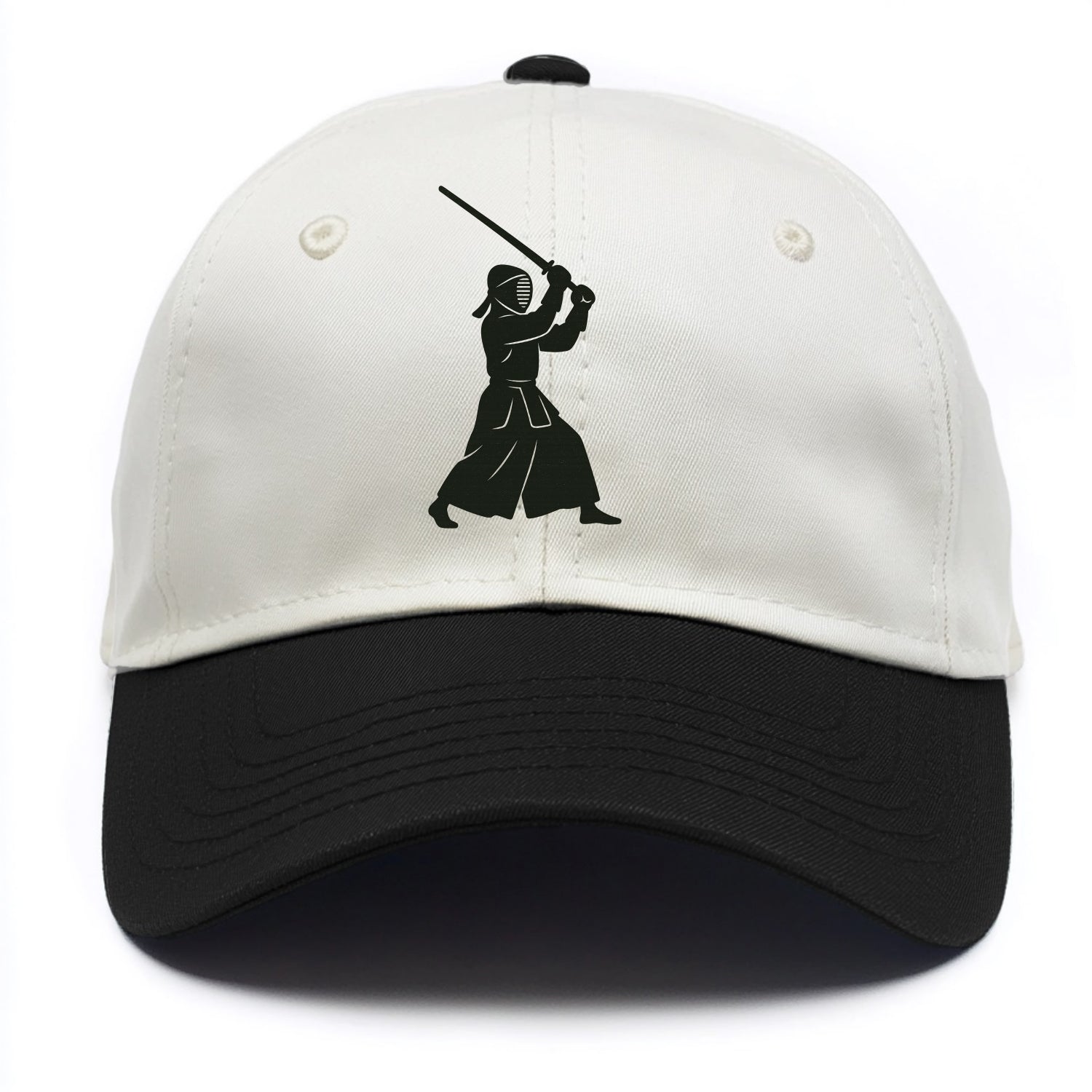 Kendo swordsman in striking stance - Two Tone Cap - Black