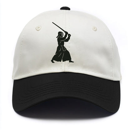 Kendo swordsman in striking stance - Two Tone Cap - Black