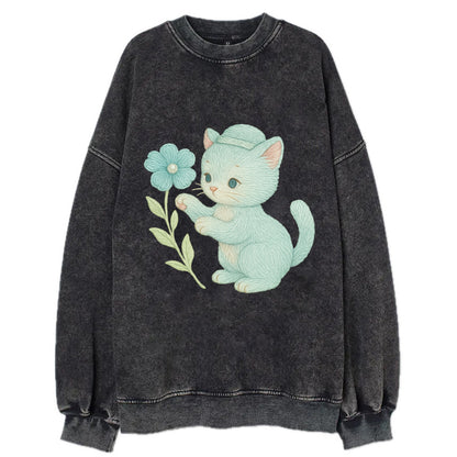 Aqua Kitten - Vintage Sweatshirt - Black