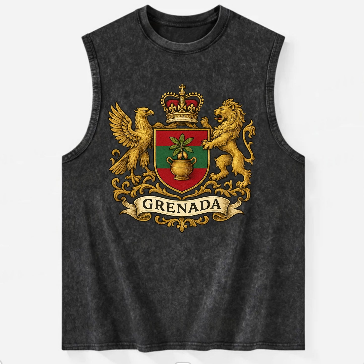 Grenada Heritage Badge  - Vintage Washed Tank - Black