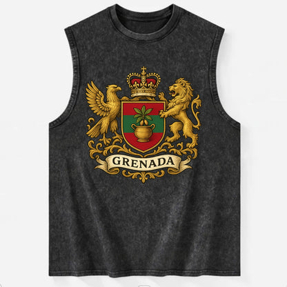 Grenada Heritage Badge  - Vintage Washed Tank - Black