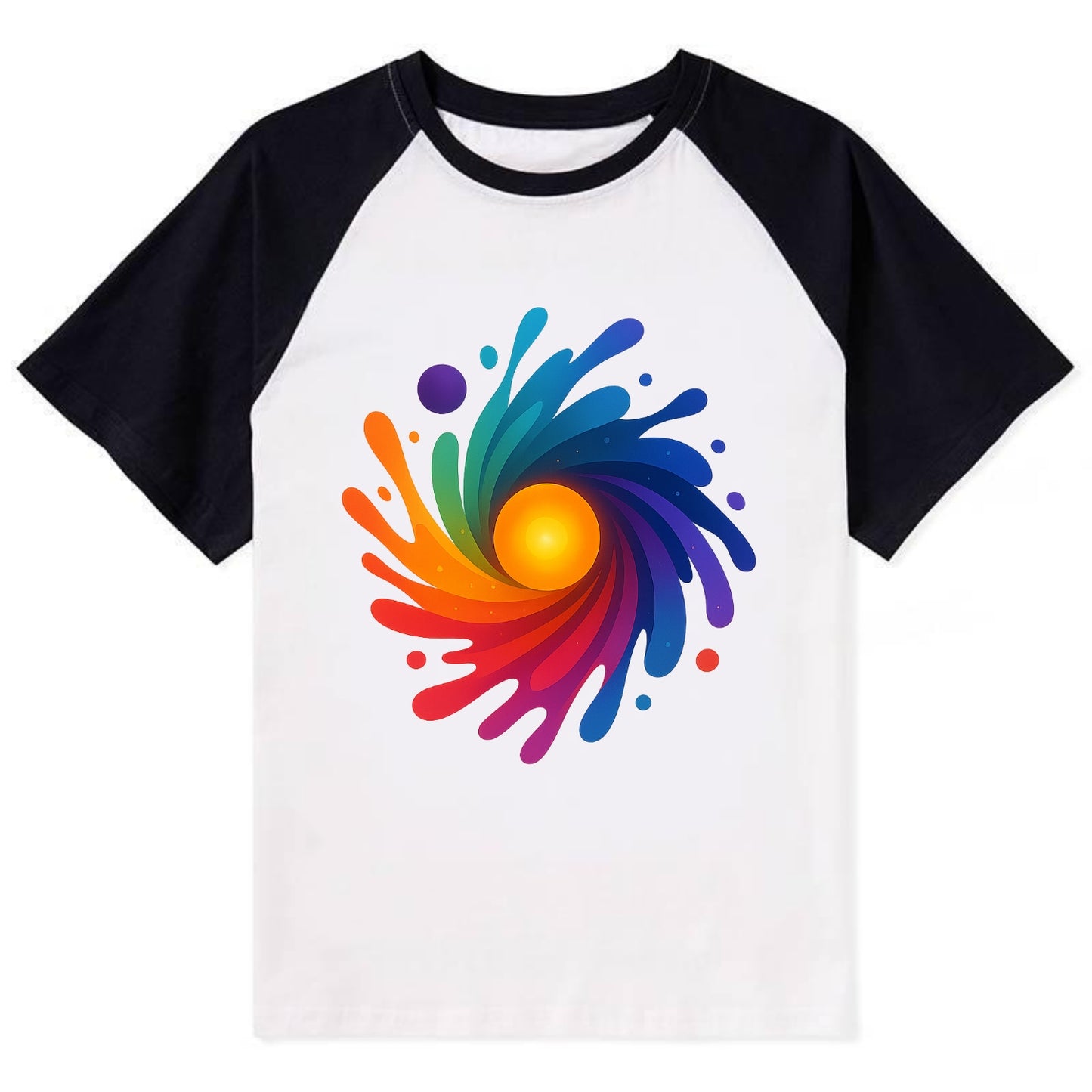 Big Bang Palette - Explosion of paint co - Contrast Raglan T-shirt - Black