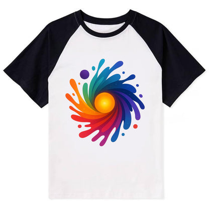 Big Bang Palette - Explosion of paint co - Contrast Raglan T-shirt - Black