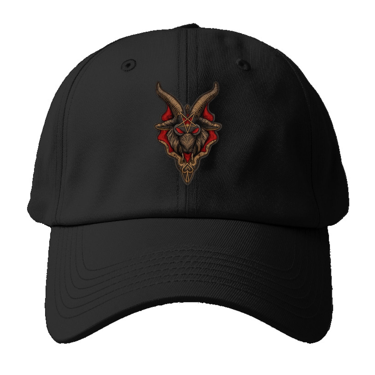BAPHOMET HEAD - goat head symbol in black and red , occult - Baseball Cap - Black
