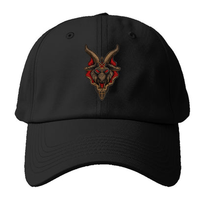 BAPHOMET HEAD - goat head symbol in black and red , occult - Baseball Cap - Black