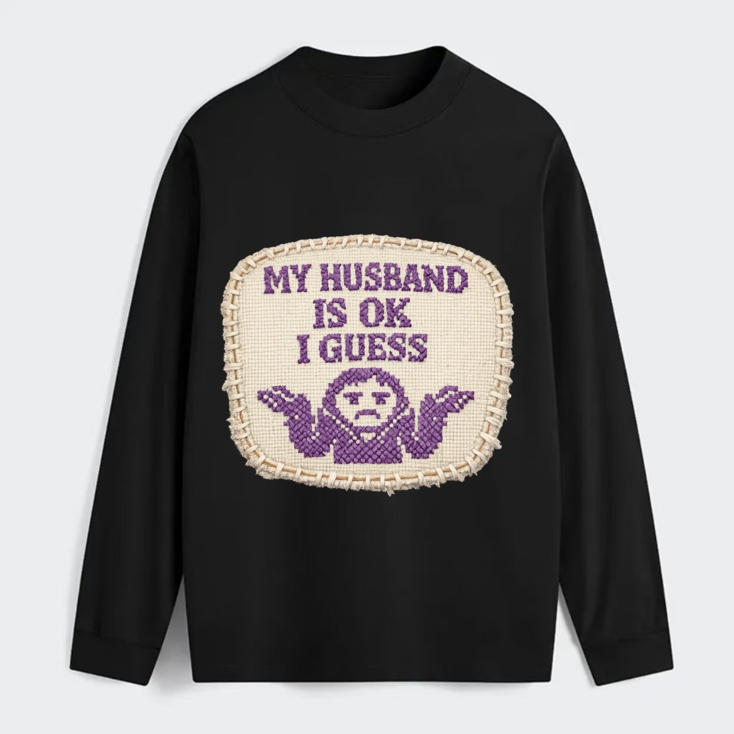 MY HUSBAND IS OK I GUESS - purple ok shrug - purple - mediocre husband - Classic Long Sleeve Shirt - Black