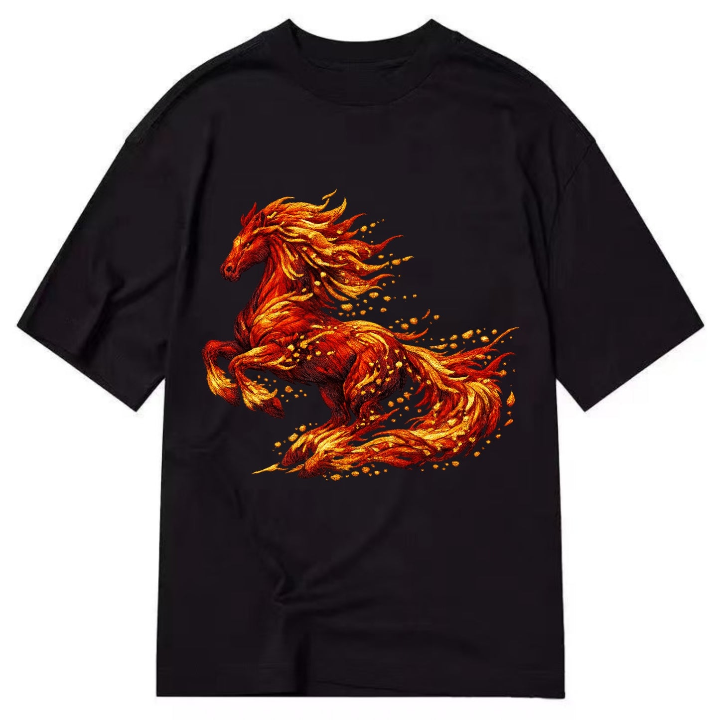 EMBER RISING | Sparks forming into horse shape | Particles of fire | Energy - Classic T-shirt - Black