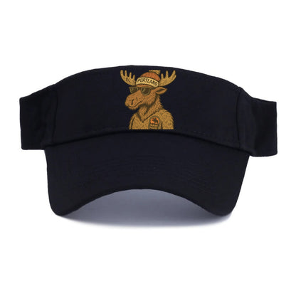 Maine Moose wearing Portland beanie with pom pom and wayfarer sunglasses - Visor - Black