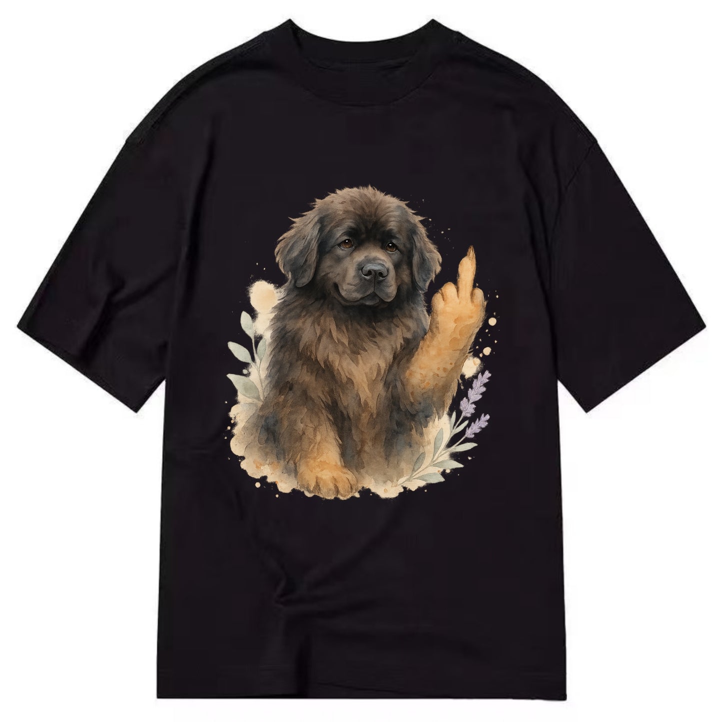 Newfoundland fluffy bear-like with webbed paws, massive gentle paw up - Classic T-shirt - Black