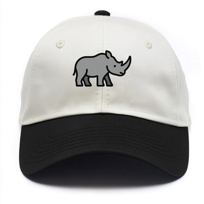 Rhinoceros - Gray with horn flat side profile - Two Tone Cap - Black