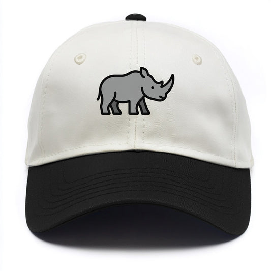 Rhinoceros - Gray with horn flat side profile - Two Tone Cap - Black