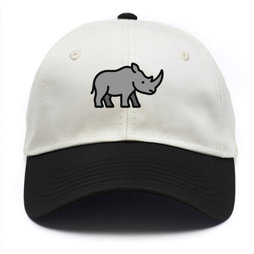 Rhinoceros - Gray with horn flat side profile - Two Tone Cap