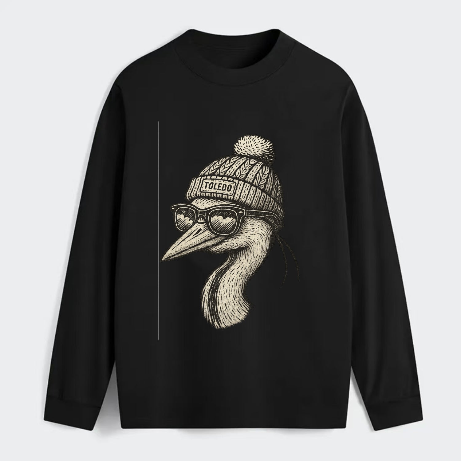 Toledo Great Blue Heron wearing Toledo b - Classic Long Sleeve Shirt - Black