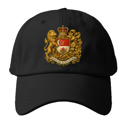 Singapore Merlion Emblem - Baseball Cap For Big Heads - Black
