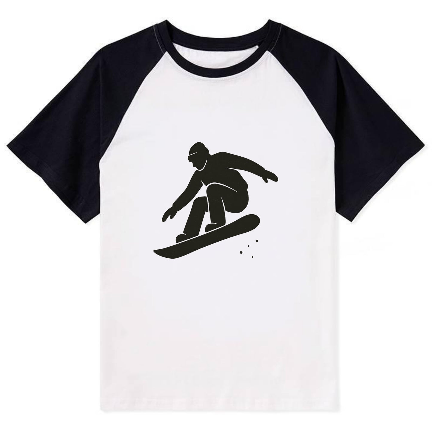 Snowboarder catching air off a jump - Contrast Raglan T-shirt - Black