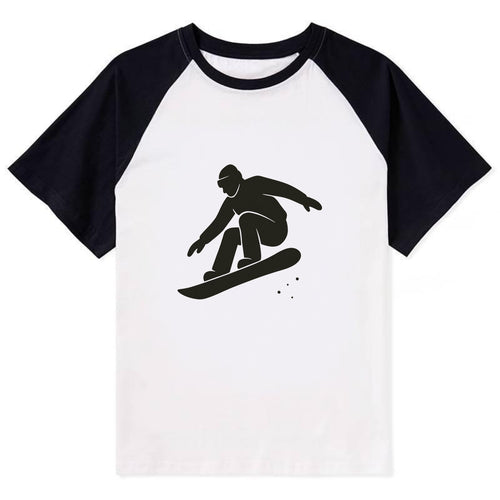 Snowboarder catching air off a jump - Contrast Raglan T-shirt