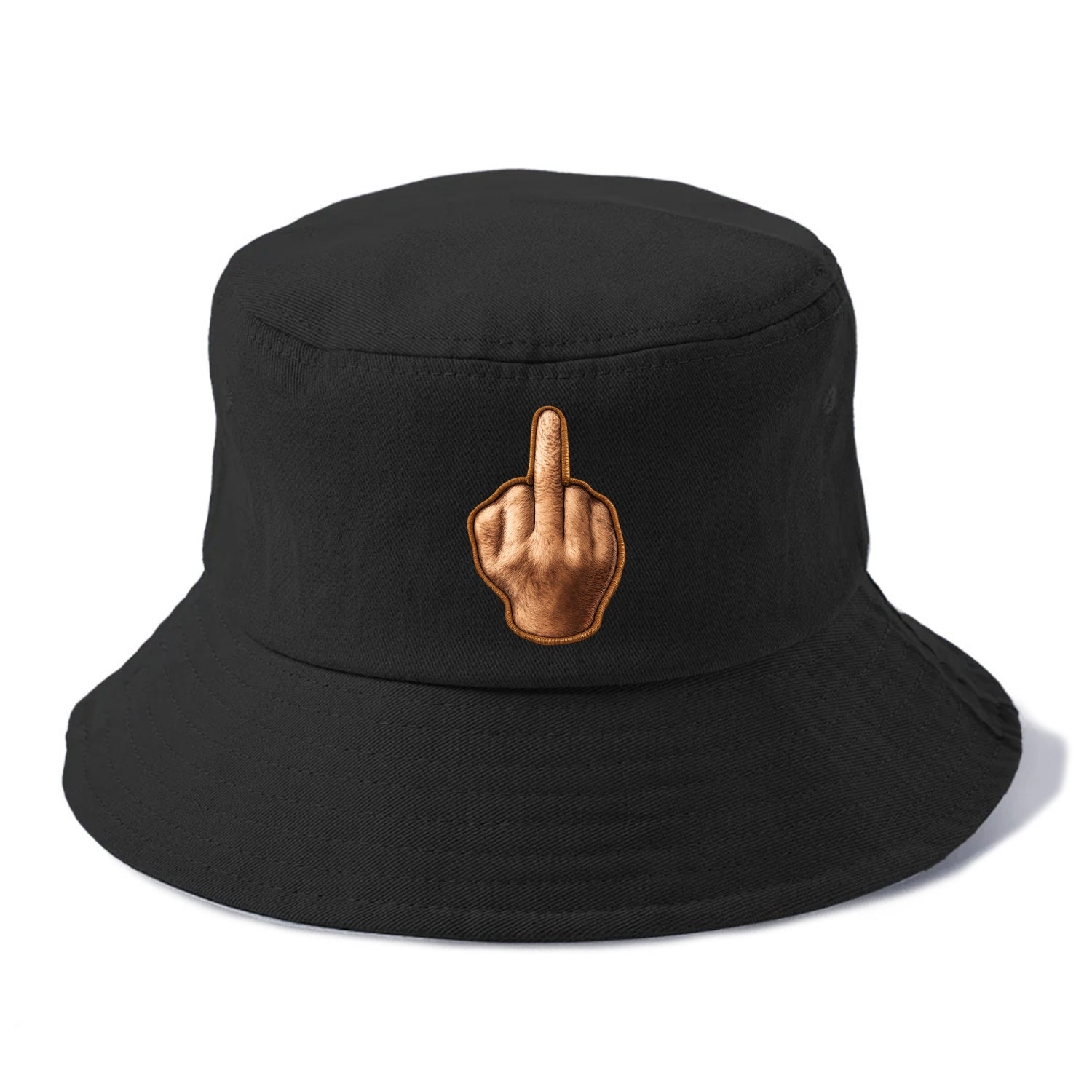 MIDDLE FINGER - hand gesture in skin tone , attitude - Bucket Hat - Black