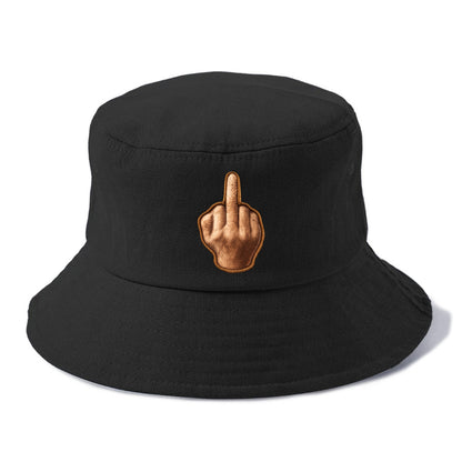 MIDDLE FINGER - hand gesture in skin tone , attitude - Bucket Hat - Black