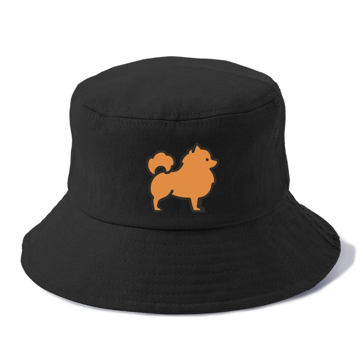 Pomeranian - Orange fluffy flat side profile - Bucket Hat - Black